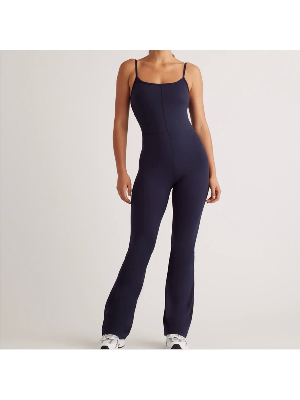 Nwt Quince Ultra Form Kick Flare Jumpsuit Deep Navy Blue Xl